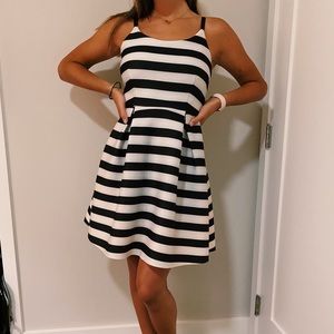 Aqua Black&White Striped Dress